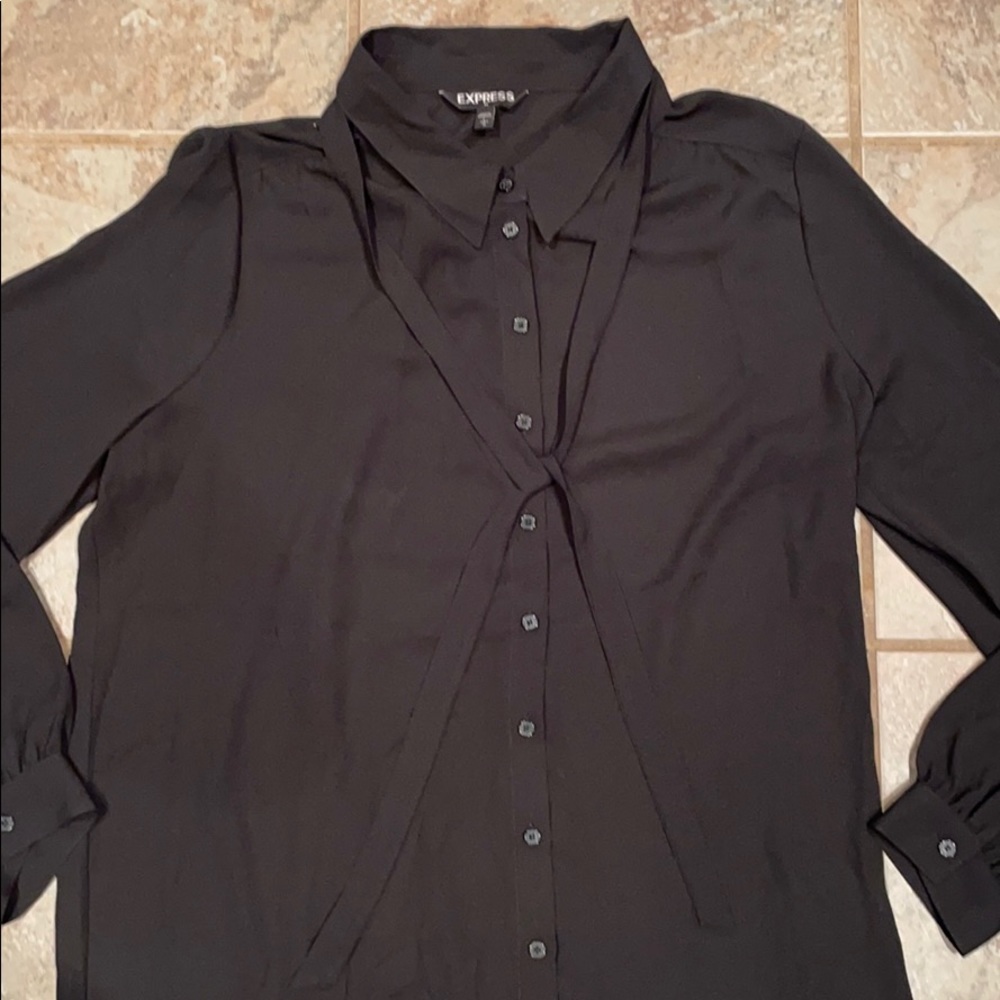 Express Sheer Black Button Down - image 2